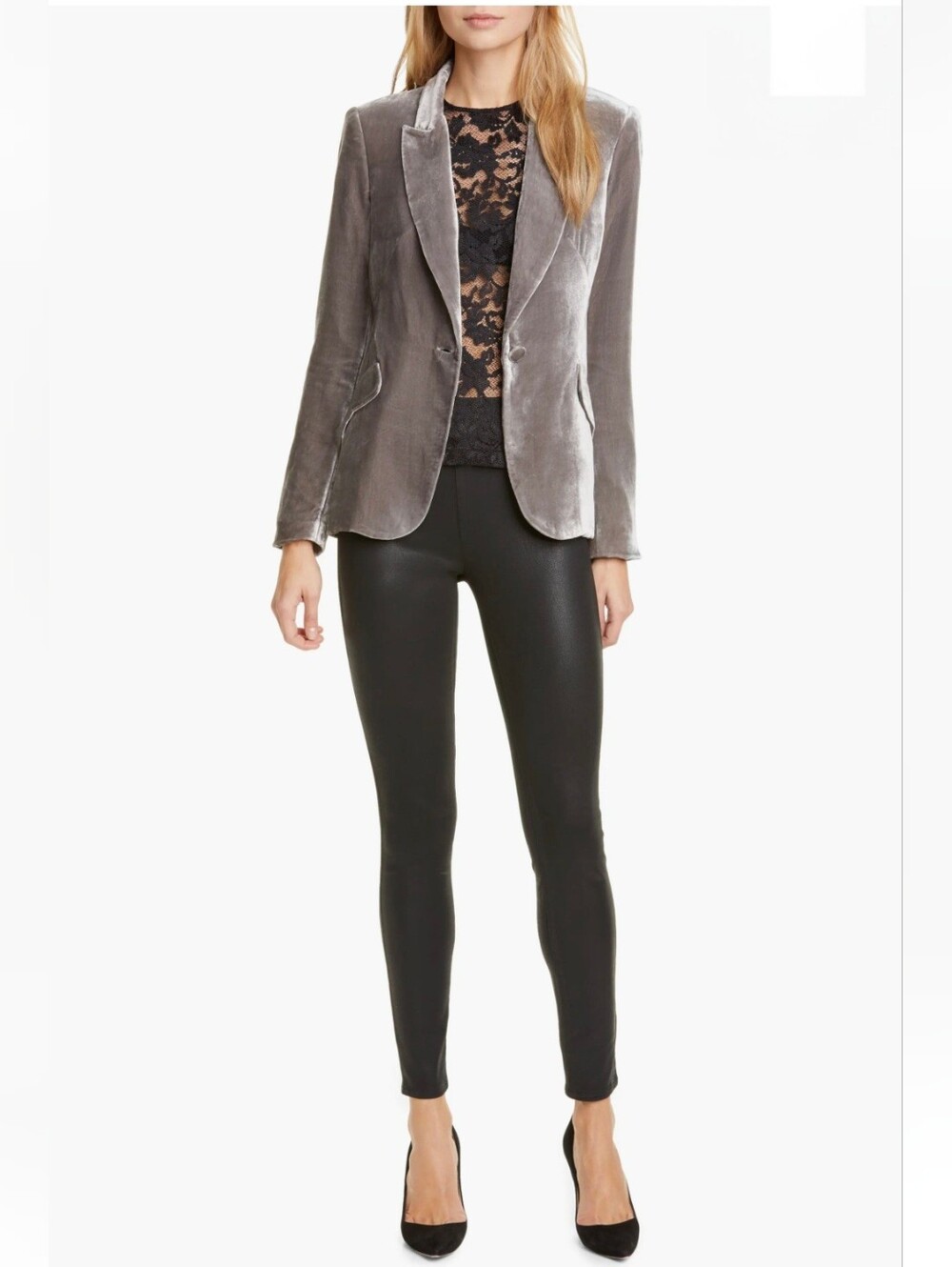L'AGENCE Rochelle Black Coated High Rise Pull-On Skinny Denim Pants Sz.XL